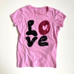 L.O.L.Vintage Sequin LOVE Valentine’s Tee Girls Large T-Shirt